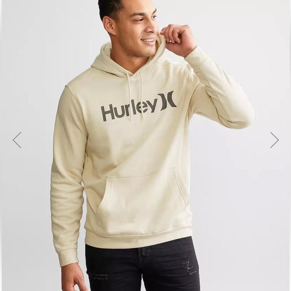 Hurley Men’s Hooded Sweatshirt In Bone Hurley Name And Logo On Front